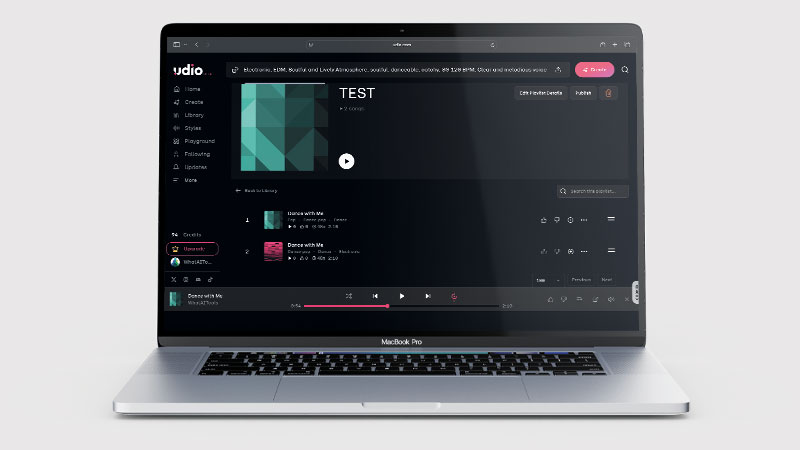 Udio test session showing two generated takes from the same lyrics and style brief used for Suno and Nafy AI