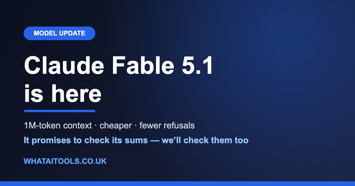 Claude Fable 5.1 Is Out: 1M Context and a Promise to Check Its Sums