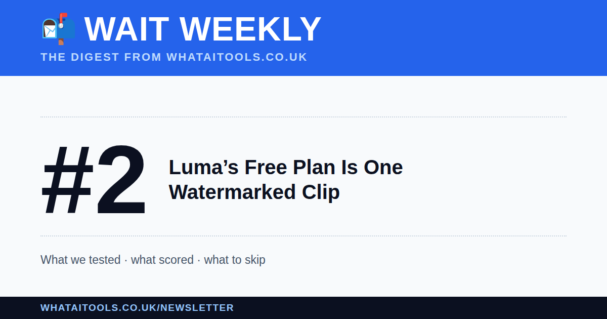 WAIT Weekly #2: Luma’s Free Plan Is One Watermarked Clip