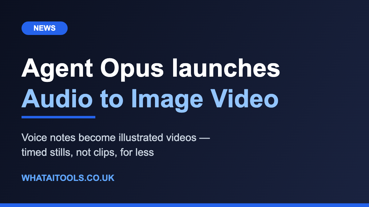 Agent Opus Launches Audio to Image Video — Stills, Not Clips, for Less